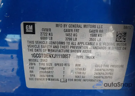 2018 Chevrolet Colorado Z71 z USA, uszkodzony, nr VIN 1GCGTDENXJ1110857